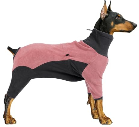 Pinellia Hunde-Wintermantel, warme Fleece-Hundejacke, winddichter Hundepullover, Body, Ganzkörper-Hunde-Pyjama, Einteiler, Kleidung für kaltes Wetter für mittelgroße und große Hunde (XXL, Rosa)