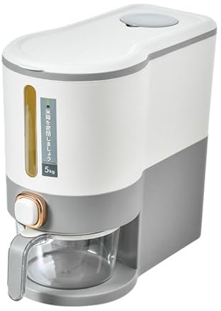 Raxove Contenedor de almacenamiento de arroz, Contenedor de alimentos, Contenedor de arroz, Dispensador de contenedores de almacenamiento de cereales de arroz, Cubo dispensador de cereales