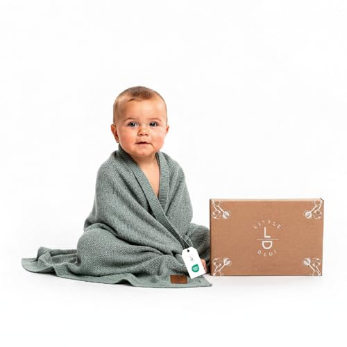 Little Dedi Babydecke aus 100% Tencel™, 80 x 100 cm, Grün- Oeko-TEX® 100 Klasse 1, hypoallergen, thermoregulierend und atmungsaktiv - Moderne Strickdecke für Neugeborene und Kleinkinder