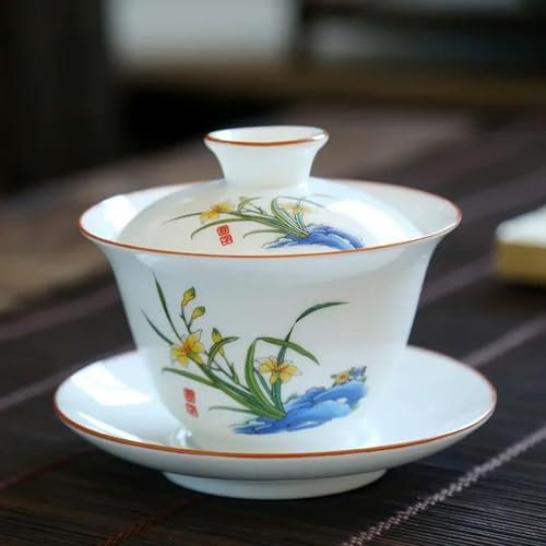 SELCOA Gaiwan Sancai Ciotola da tè Tazze Porcellana Cinese Smaltata Kung Fu Zuppiera da tè Set Tazze da tè in Ceramica