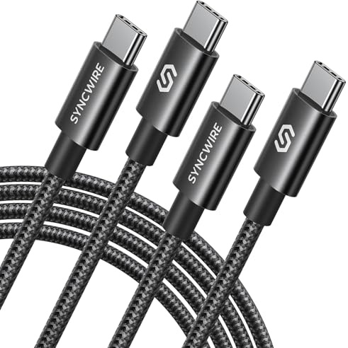 SYNCWIRE USB C Kabel 60W 2m 2 Stück, USBC Schnellladekabel PD 3.0 QC 4.0, Typ C auf Typ C Nylon Ladekabel für Apple iPhone 15 Series/Samsung S24 S23 S22/iPad Air/MacBook/Google Pixel 8 7/Tablets usw.