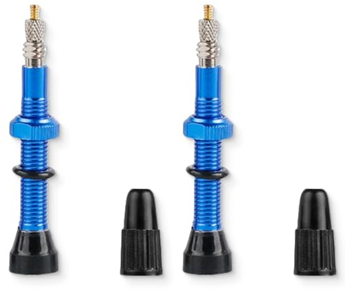 JEYORZY Fahrrad Tubeless 40mm, 2 Stück Ventilschaft Fahrrad Tubeless, Presta Tubeless Ventile, MTB Tublessventiel, Fahrrad Tubeless Presta Aluminiumlegierung für Fahrradreifen für MTB Reifen, Blau