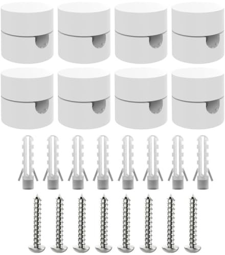 ZOHAR 8 spilli da parete e da soffitto in due pezzi, colore bianco, per cavi in tessuto, fissaggio a soffitto, altalena, per lampada fai da te, con viti e tasselli