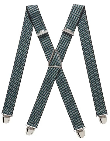 PIERROT Breda hängslen för män tillverkade i Frankrike - ultrastark elastisk och 4 extra starka X-klämmor - justerbar storlek upp till 130 cm - livstidsgaranti - hantverk, Multi svarta korn, One size