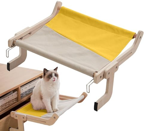Hamac pour chat pour fenêtre, lit de fenêtre pour chat, siège pour chat à la fenêtre - Trespolo pour chat à accrocher au rebord de la fenêtre, perchoir pour chat réglable, étagère pour chat