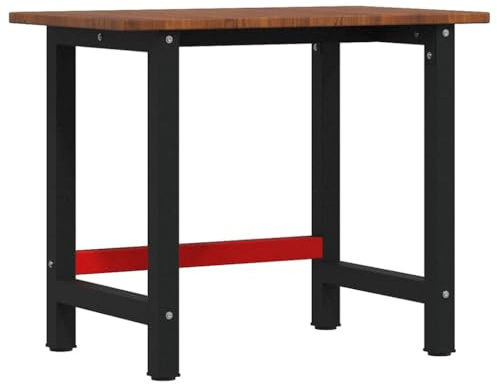 vidaXL Werkbank Dunkelbraun 100x60x81,5 cm Massivholz Eiche Rechteckig, Arbeitstisch, Werkzeugbank, Werkbank Massivholz, Werktisch, Werkbank Holz