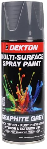 Dekton Quick-Dry Aerosol Spray Paint, Interior And Exterior Usage – Graphite Grey for Metal, Wood, and Plastic |Rust Prevention|Ideal for Fixtures Furniture's Components Projects