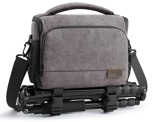 S-ZONE DSLR SLR Bolsa de Lona para Cámara Impermeable para Fotos Hombro con Correa para Trípode Lentes Accesorios Fotografía al Aire Libre