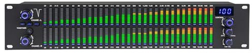 Ecualizador Gráfico de 31 Bandas – Controlador de Efectos de Audio Estéreo de Doble Canal con Pantalla de Espectro LED, 10 Efectos Preestablecidos y Chip de DSP, para Estudio de Grabación Black