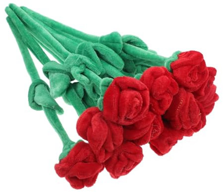 EXQUIMEUBLE 12piezas Ramo De Flores De Peluche De Rosas Flexibles Decoración para Fiestas Bodas y Hogar Vibrante