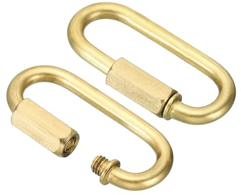 PATIKIL 2 Stück Schraubkarabiner M6, Kettenverbinder, 6 mm Kettenglied Karabiner, Kupfer Kettenschließglied Hakenclip, Karabinerhaken für Kronleuchter Rucksack Zelt, 60kg Tragkraft