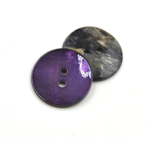 Anevous 10 Stück Natürliche Knöpfe,Perlmuttknöpfe,Muschelknöpfe, Bastelknöpfe,2-Loch,Knöpf zum DIY Handwerk,Nähen,Kleidung,Scrapbooking,Stricken,Painting,Dekorationen,Lila,15mm