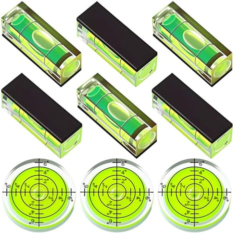 Uxsjakjsd Bubble Level 9 Piece Set- Mini Magnetic Square, Circular Spirit Levels, Small Bubble Drill Measurement Tools