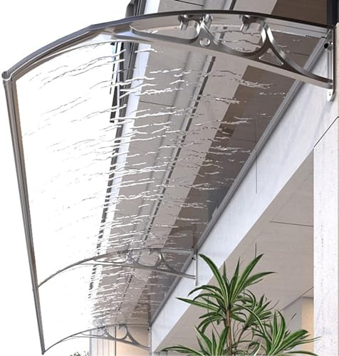 Aluminum Frame Glass Canopy for Front Door – Polycarbonate Panel Awning Shelter 60 x 150 cm Outdoor Entryway Protection