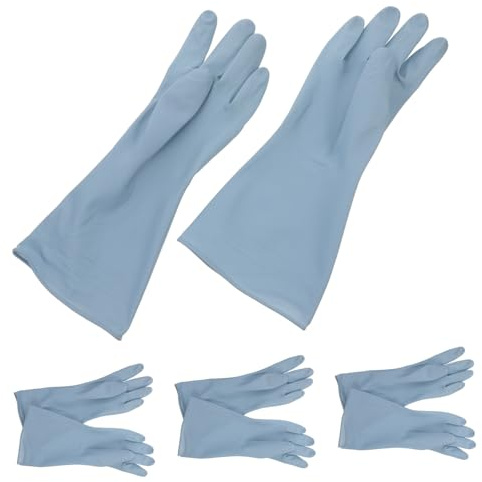 Didiseaon 4 pairs PVC Dish Washing Gloves Non-slip Lightweight Reusable Cleaning Gloves for Bowls Pots Pans Household Use