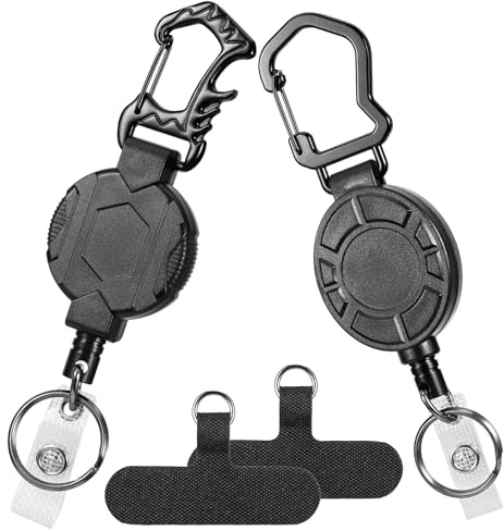 2 Stück Magnetische Schlüsselanhänger Ausziehbar, Schlüsselband Ausziehbar mit 75CM Stahlseil, Einziehbarer Schlüsselanhänger mit 2 Handykette Pads, Schlüssel Jojo für Schlüssel ID Card Holder Handy