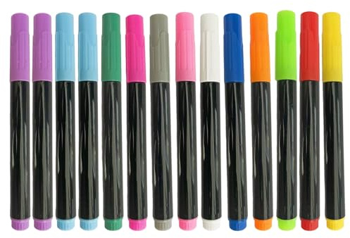 Pineeseatile Marqueurs de tableau, 14 pièces marqueurs de craie liquide 12 couleurs tableau effaçable à sec/humide pour fenêtre blanc, verre, miroir