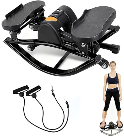 Rock Stepper Lateral Rocking Fitness Stepper U-Shaped Swing Fitness Equipment Equipped with a Digital Display/Resistance Band Lightweight and Portable Suitable for Home Apartment Black