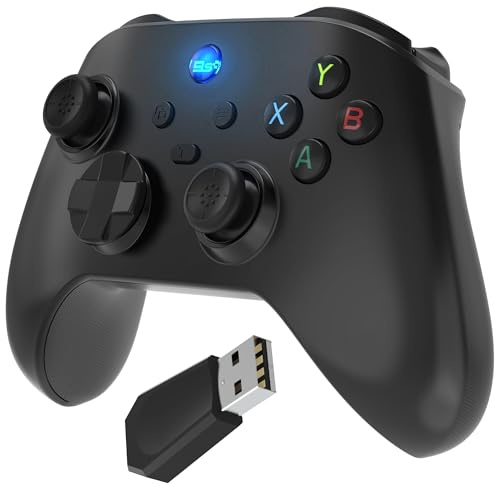 Fosmon 2.4G Wireless PC Controller with Hall Effect Triggers, USB Dongle, 2 Programmable Buttons For Switch 2/1/Lite/OLED/Windows PC/Steam Deck/Android/iOS, Bluetooth Gaming Pro Controller, Black