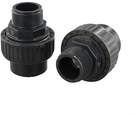 2 conectores de bomba de piscina hechos de PVC con unión de rosca externa y enchufe deslizante, compatibles con bombas de spa de piscina y tubos de PVC