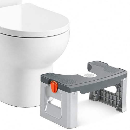 Faltbarer Toilettenhocker mit Sicherheitsfixierung, rutschfest & faltbar | Mit Sicherheitsverriegelung, platzsparend verstaubar und langlebig für Zuhause, Gäste-WC und kleine Badezimmer
