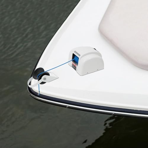 Boot Elektrische Ankerwinde für Boote, 45Lbs Elektrische Ankerwinde für Boote mit Fernbedienung für Bootsanker für Kleine Bis Mittlere Boote mit Fernbedienung und Nylonseil für FreizeitkapitäNe