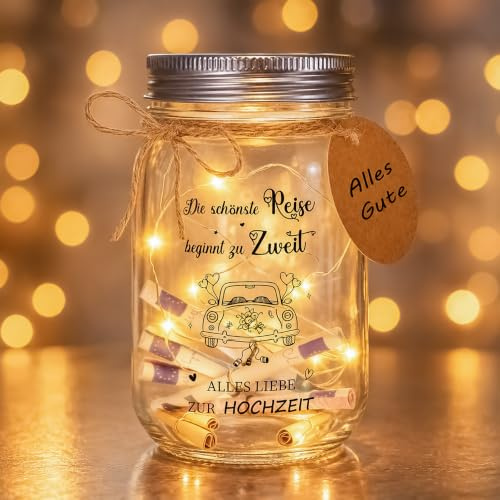 CSYY Hochzeitsgeschenke für Brautpaar und Frisch,Geschenk zur Hochzeit Geldgeschenk LED Flaschenlicht Personalisiert Hochzeitskasse Geschenke Geld Leuchtflasche Hochzeit Deko