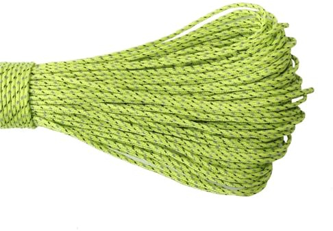 CYMMIYT Paracord Paracord 2 mm reflektierendes Seil, 3-strängiger Kern, Outdoor-Campingschnur, Fallschirmschnur, Lanyard, Zelt, multifunktional(Green Reflective,50meters)