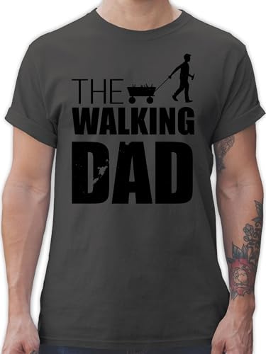T-Shirt Herren - Papa - The Walking Dad - Bollerwagen Bier - XXL - Dunkelgrau - tolle Vatertagsgeschenke Vatertagsgeschenk Tshirt Vatertag Walkind Shirt Eltern Werden Geschenk männertag Geschenke