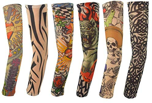 Jerbro 6 Stück Temporäre Tattoo Ärmel Gefälschte-Slip Tattoo Sleeves Körperkunst Sonnenschutz Arm Strümpfe Zubehör (A)