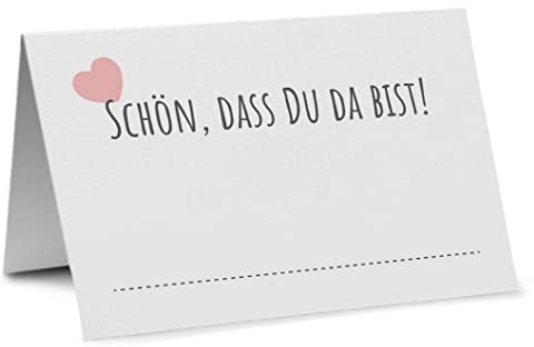 Partycards Tischkarten Geburtstag, Tischkarten Hochzeit, Tischdeko Hochzeit, Hochzeitsdeko Tisch - 50 Stück, Namensschilder, DIN A7, Platzkarten Kommunion, Namenskarten Konfirmation, Taufe