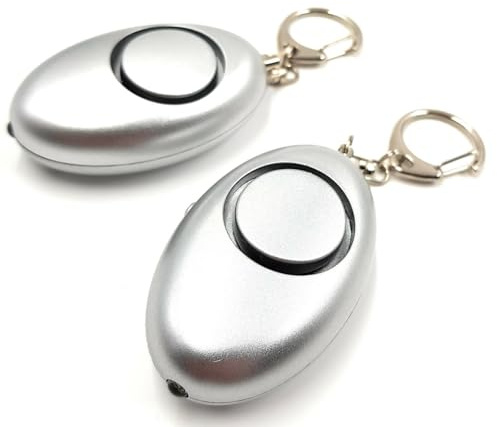 2X ocona© Taschenalarm zur Selbstverteidigung mit integrierter LED-Lampe, 140dB Silber Ei