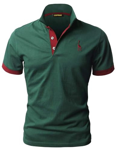 LIUPMWE Polo Manga Corta Hombre Camiseta Básica de Verano con Bordado de Jirafa de Golf Costura