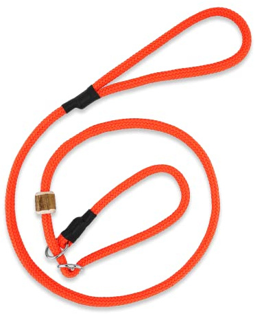 Moxonleine Melrose | Hochwertige und robuste Retrieverleine & Agilityleine | 2-in-1 Hundeleine | Halsband & Leine in einem mit Zugstopp | Länge: 130 cm x 8 mm (orange)