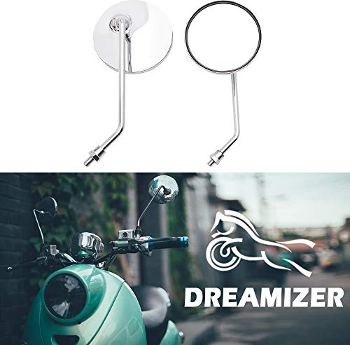 DREAMIZER 10mm Cromo Espejo de la Motocicleta, Espejo retrovisor de Moto Compatible con Cafe Racer Shadow Rebel 250 Nighthawk VTX1300 1800 CB500 550 600 650 750 900 1000 Cruiser