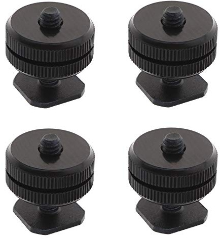 YINETTECH Blitzschuh-Adapter für DSLR-Stativ, 1/4 Zoll (6,35 mm), mit Doppelmuttern, 4 Stück