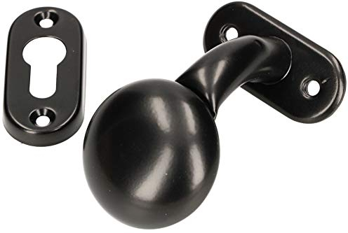 KOTARBAU® Pomello per porta con rosetta ovale in metallo, forma sferica, per porte e passioni, colore nero