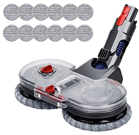 Yolando Cabezal de Fregona para Dyson V11 V10 V8 V7 Aspiradora para Parquet Suelos Duros, Repuesto de Cepillo Eléctrico con Depósito de Agua y 12 Paño de Limpieza Accesorios (Mop Head)