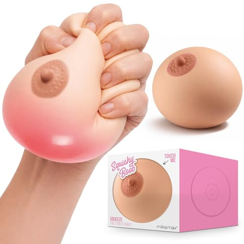 Mikamax – Squishy Boob XL – Gummibrust – Stressball – Stressabbau – Stresslöser– Stress Reliever – Flexible Rubber – Ø 10 cm
