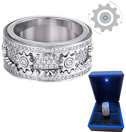 Anti-Angst Ring für Erwachsene, Spinner Ring Herren Damen Edelstahl Zappelband Ringe Stressabbau Anxiety Drehbar Meditationsring Schmuck Geschenk,Silber,12