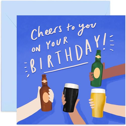 Old English Co. Geburtstagskarte Cheers To You, lustige Bierflasche, Guiness-Karte für Männer, geeignet für Ihn, Sohn, Bruder, Neffe, Papa, leere Innenseite und Umschlag im Lieferumfang enthalten