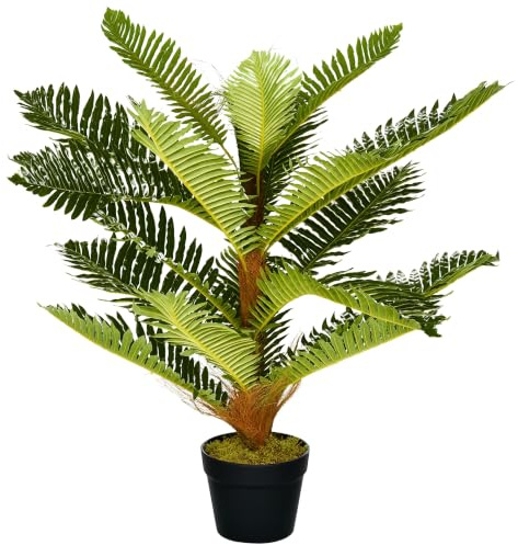 HOMCOM Plante Artificielle Palmier 85 cm 18 Grandes Feuilles Pot Inclus | Grand Réalisme
