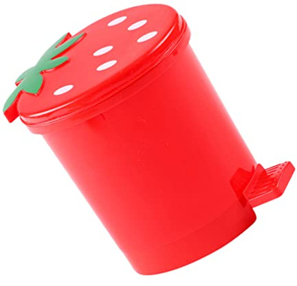 Healeved Mini Poubelle De Bureau Fraise avec Couvercle 4.13X3.54 Pouces Poubelle Cuisine Rose Compacte pour Rangement De Papier Et Déchets Bureau Maison