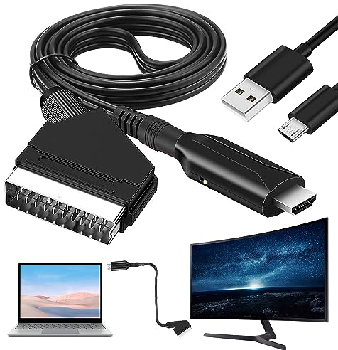 Sporgo SCART zu HDMI Adapter: All-in-One Konverter, Video Audio Wandler auf 1080p/720p Mit Kabel für HDTV, STB, VHS, Xbox, PS3, Sky, DVD, Blu-ray