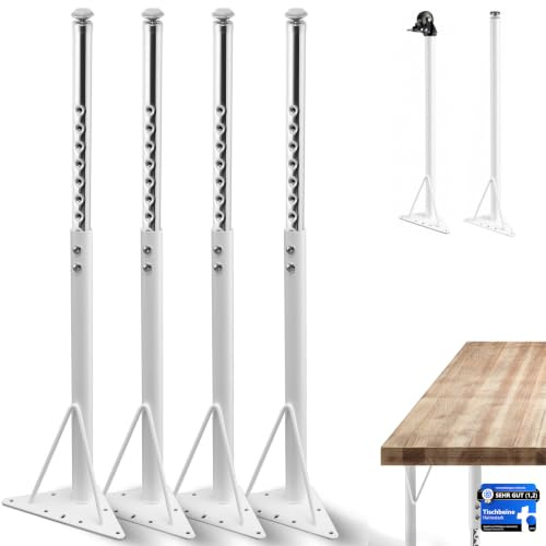 HEIMSTARK 52-75 cm höhenverstellbare Tischbeine - Super-belastbar [Wackelfrei] Metall im 4er Set | Verstellbare Schreibtischbeine - Füße für Esstisch, Funktionale Möbel | Einfache Montage
