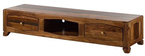 MASSIVMOEBEL24.DE | Ancona TV-Board aus Massivholz #212 aus Sheeshamholz - Dunkelbraun, lackiert 160 x 43 x 33 cm 2 Schubladen + 1 Fach Lowboard