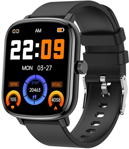 KALINCO Smartwatch für Kinder Jungen Herren, 110+ Sportmodus Schrittzähler, 1.69” Anrufbenachrichtigung/Nachrichtenalarm, Herzfrequenz/Blutdruck/Schlafüberwachung, Geschenkuhr für Android/iOS