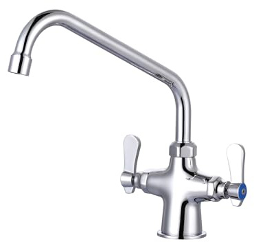 iVIGA Dual Handle Hot & Cold Water Kitchen Faucet Deck Mount, Commercial Kitchen Sink Faucet Simple Modern 10 Swing Spout, Utility Sink Faucets Brass Construction with Supply Lines - Chrome