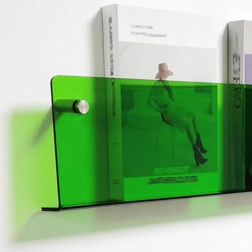 zeitungsständer zeitschriftenständer Wandmontage Zeitschriftenhalter Broschürenregal, Acryl Grün Wand hängende Bücherregal Zeitschriftenständer Literaturaufbewahrung Regal, Magazine Organizer Wand mon