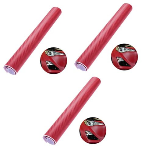 CALLARON 3stücke Carbonfolie Auto Aufkleber Selbstklebend Rot Wasserfest Einfach Zu Reinigen Für Fahrzeuge Handys Laptops Und Möbel Geeignet Schneidbar Für Individuelle Formen